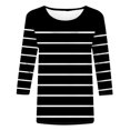 thumbnail image 4 of Blouses pour Femmes T-shirt Imprimé Mi-Long Manches 3/4 Blouse Col Rond Hauts Décontractés, 4 of 9
