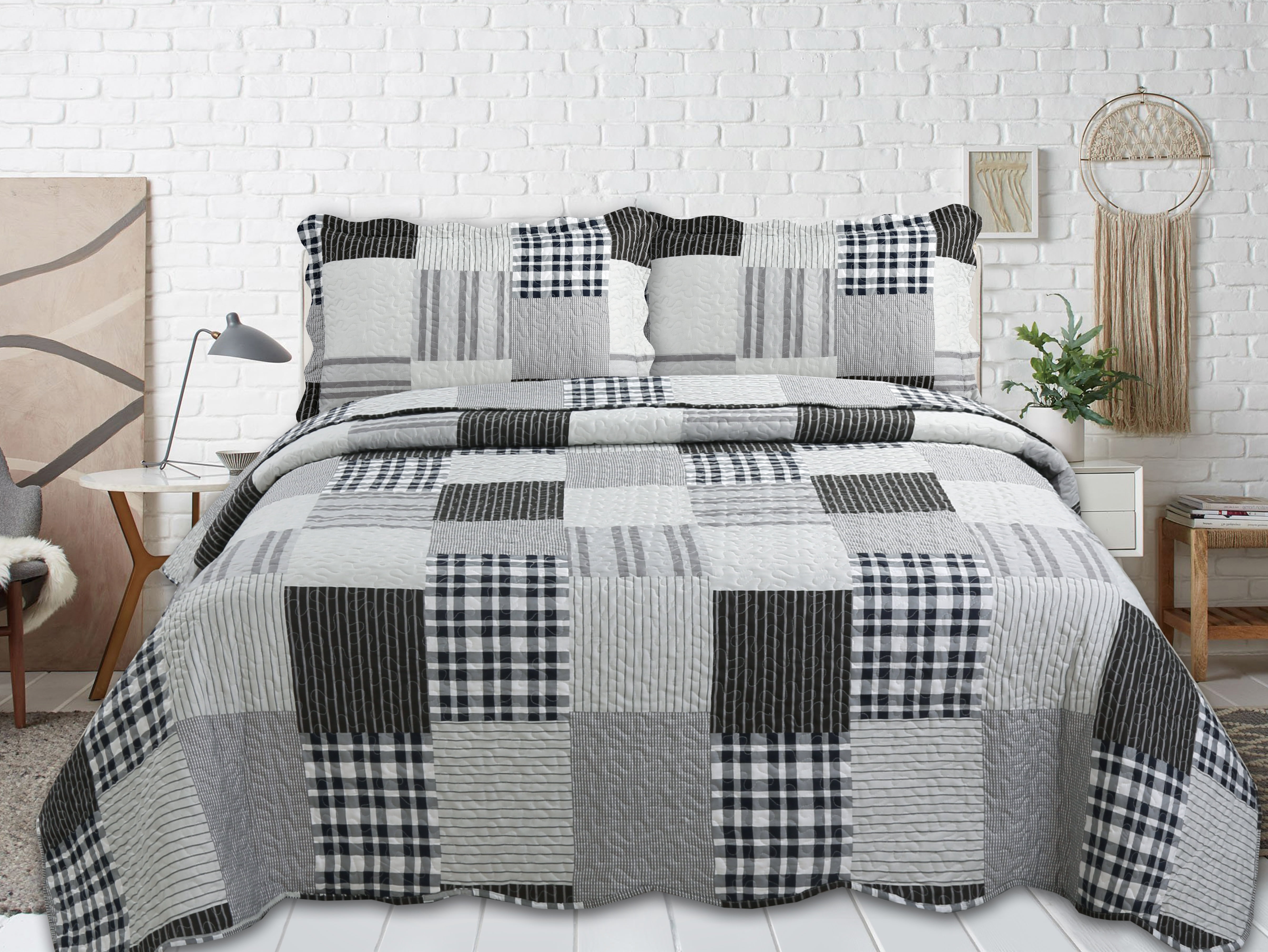 Marina Decoration Rich Printed Stitching Coverlet Bedspread Ultra Soft Summer Bedding Quilt Set with Quilted Sham