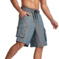 thumbnail image 4 of jsaierl Men's Drawstring Cargo Shorts Multi-Pocket Workwear Shorts Loose Fit Jogging Athletic Five-Inch Pants, 4 of 9