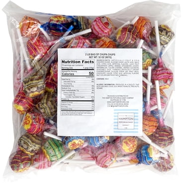 Chupa Chups Sucettes Assorties, Sac en Vrac de 2 Livres, Sucettes Assorties Emballées Individuellement