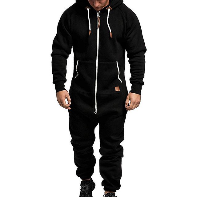 Aiouniya Combinaison à Capuche Zippée pour Homme, Décontractée, Hiver, Barboteuse à Capuche, Barboteuse