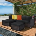 thumbnail image 1 of Costway Ensemble de 5 Pcs en Rotin pour Patio, Ensemble Sectionnel de Conversation avec Ottoman et Table, Noir, 1 of 10