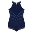 thumbnail image 4 of Yeahdor Robe de Danse Latine Sans Manches à Paillettes pour Filles, Robe Justaucorps de Jazz, Rumba Samba Salsa Cha Cha, Tenue de Danse de Salon Bleu Marine 16, 4 of 5