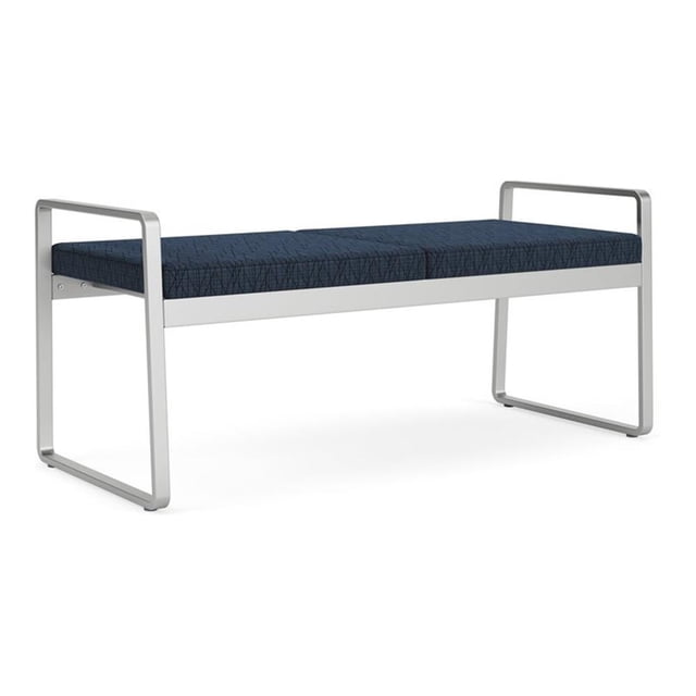 Gansett Reception Waiting Room Steel 2-Seat Bench / Silver Steel / Blue