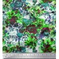 thumbnail image 1 of Soimoi Tissu Popeline de Coton Imprimé Feuilles et Fleurs de Rose, Tissu au Mètre, 56 Pouces de Large, 1 of 3