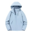 thumbnail image 1 of WRKEKC Reversible Hooded Windbreaker Women, Packable Lightweight Waterproof Zip Up Rain Jacket, 1 of 3