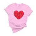 thumbnail image 2 of Meichang T-Shirts de la Saint-Valentin pour Femmes Hauts Mignons Imprimé Cœur Hauts Mignons Col Rond Manches Courtes Décontracté T-Shirts de Vacances Saint-Valentin, 2 of 6