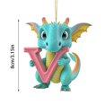 thumbnail image 3 of Fridja Personalized Dinosaur Christmas Ornament 26 Letters Hanging Pendant Ornaments 2024 Plastic Initial Monogram Xmas Tree Decorations with Hanging Rope Unique Customized Fun Gift for Kids (V), 3 of 4