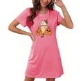 thumbnail image 1 of Sakmal Chemises de Nuit Confortables pour Femmes Grande Taille Courtes Roses d'Halloween Chemise de Nuit Imprimé Citrouille Manches Courtes Chemises de Nuit pour Femmes, 1 of 5