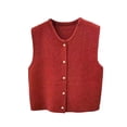 thumbnail image 1 of Esquirla Knit Cardigan Vest for Women Button Knitted Vest for Commuting Home Shopping Red, 1 of 8