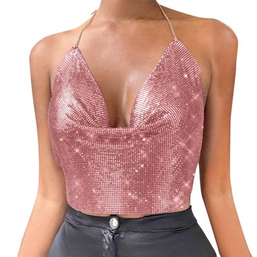 adviicd Camisole pour Femmes Débardeur Sans Manches à Encolure Dégagée Côtelé Hauts de Tank Ajustés Camisole Basique T-Shirts Or Rose,G