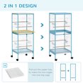 thumbnail image 4 of PawHut 2 In 1 Bird Cage Aviary with Wheels, Wood Perch, Light Blue, 4 of 9