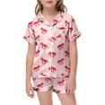 thumbnail image 2 of Ensemble de Pyjama en Satin pour Garçons Imprimé Manches Courtes à Boutons Hauts Unis Ensemble T-Shirt Ensemble de Pyjama Classique Pyjama pour Garçons Taille 8-9 Ans Mode Garçons Filles, 2 of 4