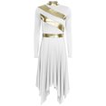 thumbnail image 3 of Hansber Robe de Louange Métallique pour Femmes à Manches Longues, Ourlet Irrégulier, Tunique, Costume de Performance, Blanc, m, 3 of 4