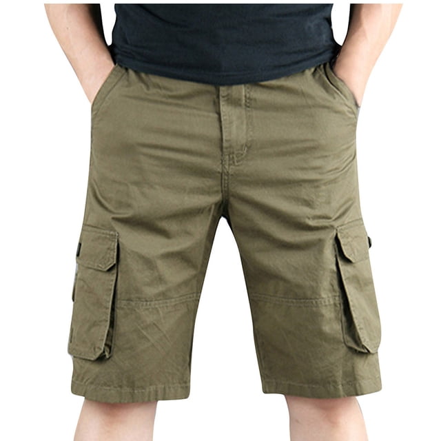 FAIWAD Shorts Cargo pour Hommes Décontractés Classiques Jusqu'aux Genoux à Multiples Poches Pantalons Capri Extensibles Shorts Décontractés d'Extérieur