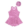 thumbnail image 3 of TSSOE Robe de Danse Moderne Jazz Ballet à Paillettes pour Filles avec Bandeau Costume de Performance Dos Croisé Justaucorps Bandeau Rose 14, 3 of 5