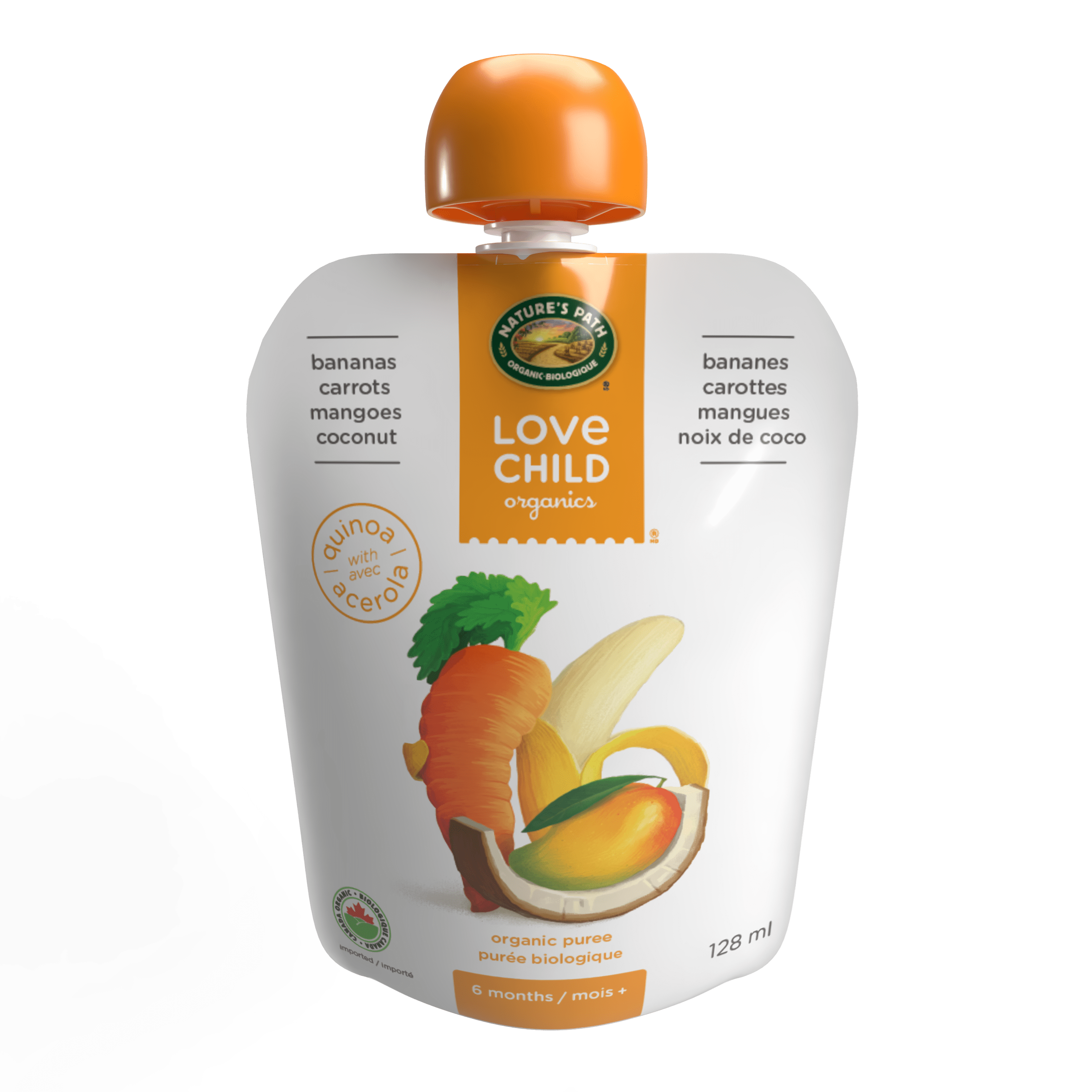 Love Child Organics Super Blends Purée pour Bébé - Bananes, Carottes, Mangues et Noix de Coco
