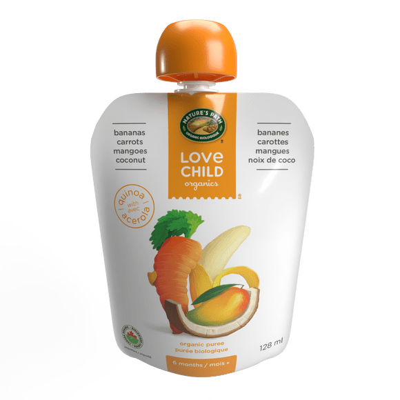 Love Child Organics Super Blends Baby Puree - Bananas, Carrots, Mangoes & Coconut