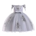 thumbnail image 2 of EGNMCR Robes de Soirée pour Femmes, Robes Formelles pour Femmes, Robes de Cocktail pour Femmes Robe Fille Robe Tout-Petit Filles Tulle Tulle Nœud Volants Robe de Fête d'Anniversaire Longues Robes Robe Fille, 2 of 9