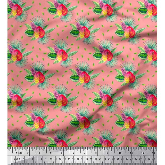 Soimoi Rayon Fabric Leaves Tropical Fabric Prints By Yard 56 Inch Wide