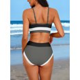 thumbnail image 4 of Ensembles de Bikini à Encolure Dégagée pour Femmes, Bretelles Ajustables, Maillot de Bain Taille Haute Deux Pièces, 4 of 7