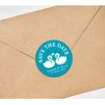thumbnail image 3 of Darling Souvenir Round 45 Pcs Loving Swans Save The Date Stickers Personalized Bride Groom Names And Date Envelope Seals - Turquoise, 3 of 4