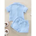 thumbnail image 3 of SUNSIOM Toddler Baby 2Pcs Summer Outfits, Short Sleeve Button Down Lapel Shirt Tops + Shorts Set, 3 of 9