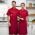 thumbnail image 2 of Men's Cardigan Unisex Chef Coat Jacket for Cooking Restaurant Work Kitchen Apparel Tops, 2 of 6