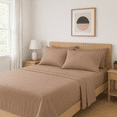 thumbnail image 1 of Comfy Bamboo World Series 4pc Microfiber Bedsheets Sheet Set, Twin Size Bed, Brown, 1 of 5