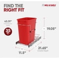 thumbnail image 3 of Rev-A-Shelf RV-12KD-16C-S Single 35 Quart Sliding Pullout Trash Bin, Red, 3 of 9