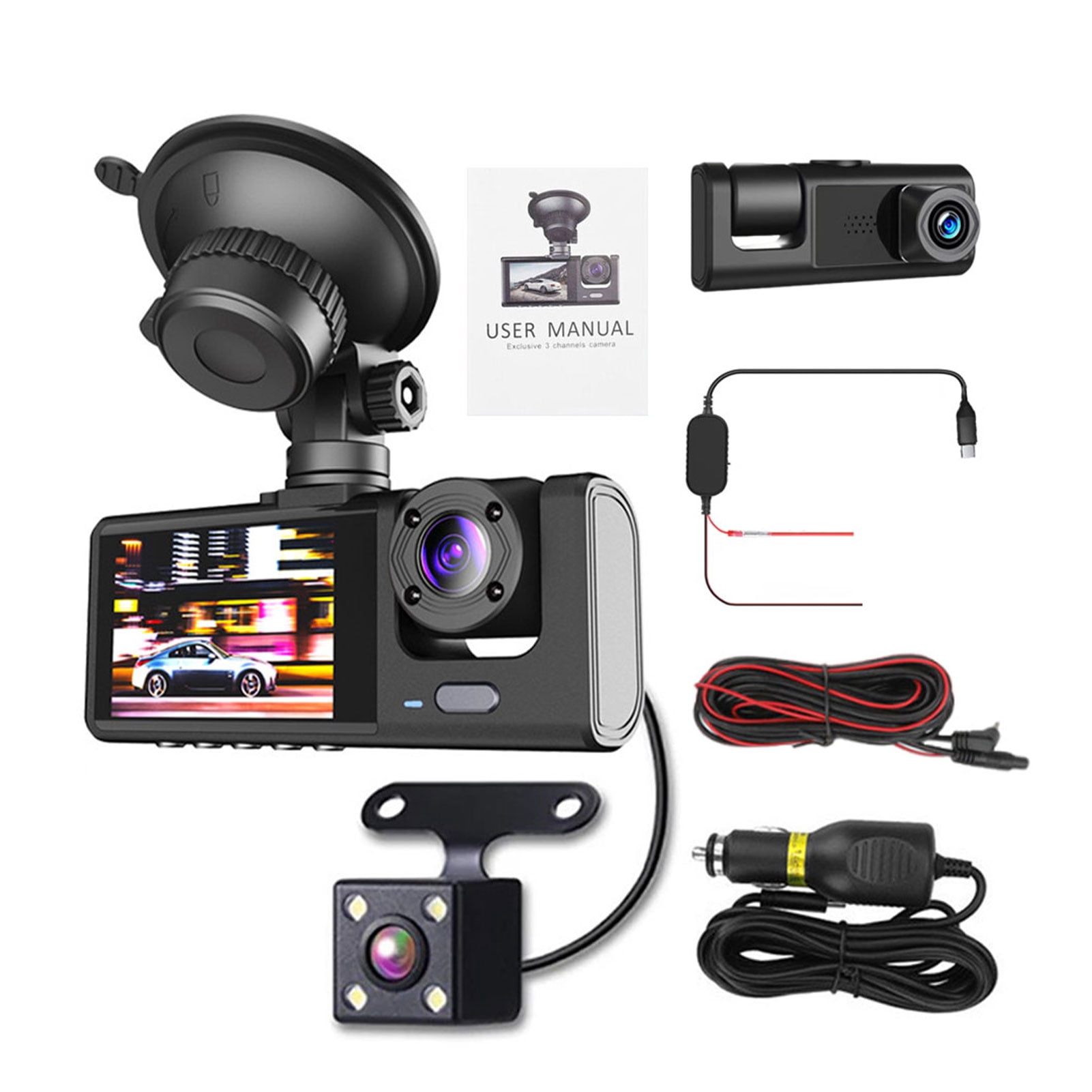 wolftale Car 1080P DVR Dash Cam Front Interior Rear Camera Driving Recorder Dashcam Car Video Recorder Dash