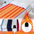 thumbnail image 1 of Electric Blanket, 110V Double Heated Blanket, Overheating Protection, Auto Off, Machine Washable Heating Bed Sheet, 59*70.9in, Red Blue Stripe, 1 of 5