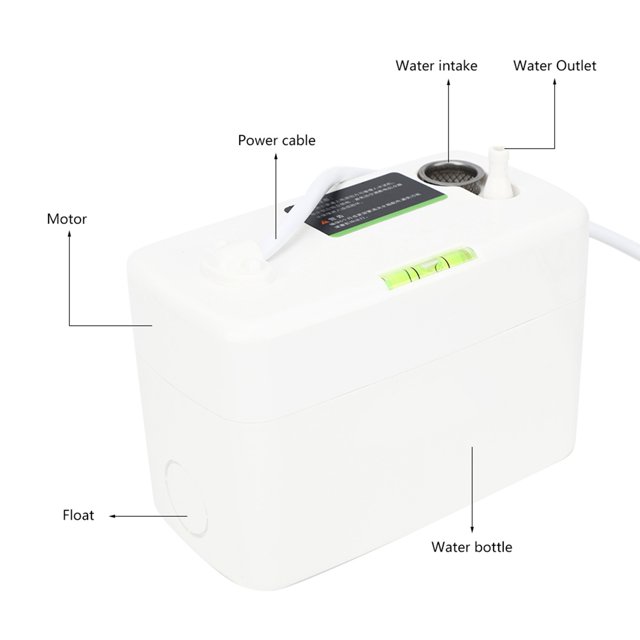 Air Conditioning Drain Pump, Ultra-Quiet Built-in Float Automatic Condensate Removal Pump, Silent Motor Pump With Water Storage System PC-24A
