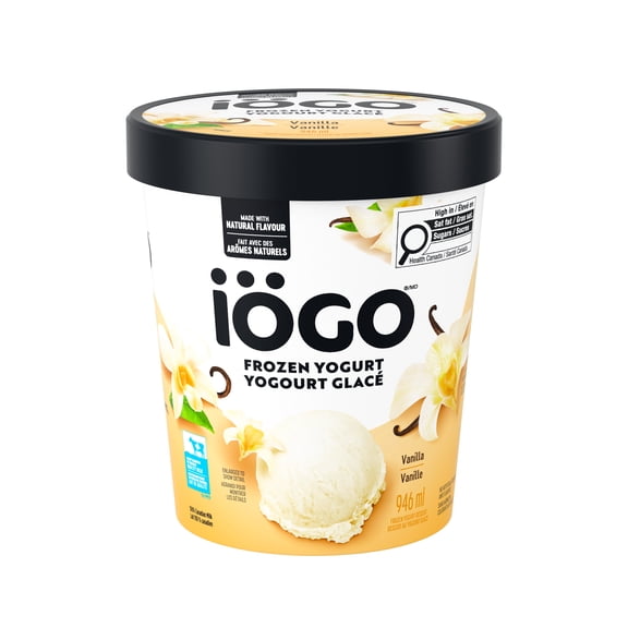 IÖGO Frozen Yogurt, Vanilla, Real Dairy, Prepared In Canada, 100% Canadian Milk, 946 ml
