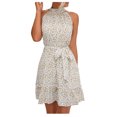thumbnail image 1 of EQWLJWE Robes d'Été pour Femmes 2023 Mode Féminine Décontractée Imprimé Floral Col Suspendu Sans Manches Robe à Bretelles Lacée, 1 of 8