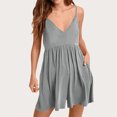 thumbnail image 2 of Yuyuzo Combinaisons pour Femmes Bretelles Spaghetti Réglables Combinaisons Sans Manches Col en V Profond Shorts Larges Été, 2 of 7