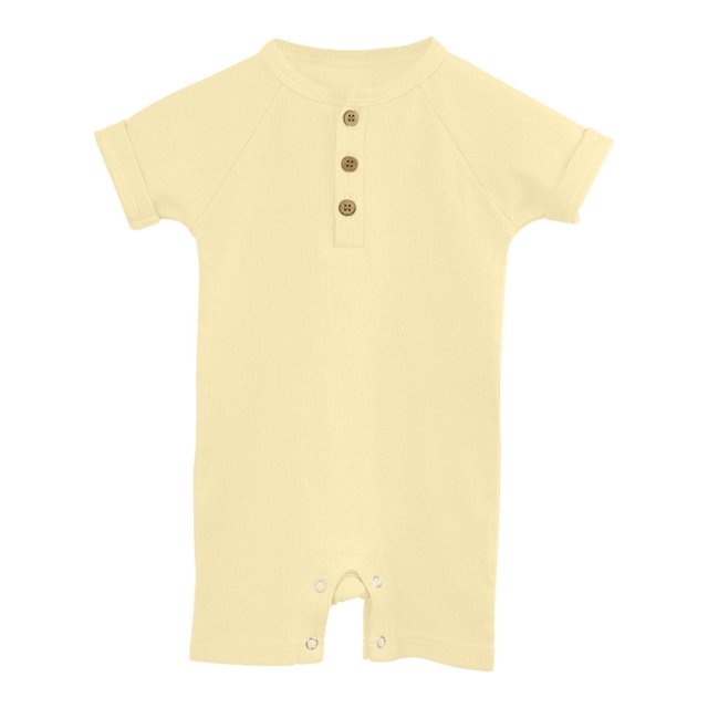 Timegard Baby Clothes Newborn Infant Ribbed Short Sleeve Rompers Onesie Summer Comfy Toddler Clothing