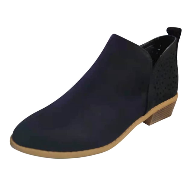 Kcodviy Bottes pour Femmes à Bout Rond Ajouré Bottes pour Femmes Taille 11 Talon Bas Décolleté Talon Uni Largeur Grand Bottes pour Femmes Taille 11 Couleur Bottines