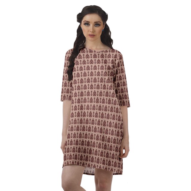 Moomaya Robe T-Shirt Courte Droite en Georgette Mousse pour Femmes Vêtements Grande Taille
