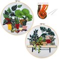 thumbnail image 1 of Coofit 2PCS Estampillé Broderie Kit DIY Plante en Pot Broderie Starter Kit Point de Croix, 1 of 6