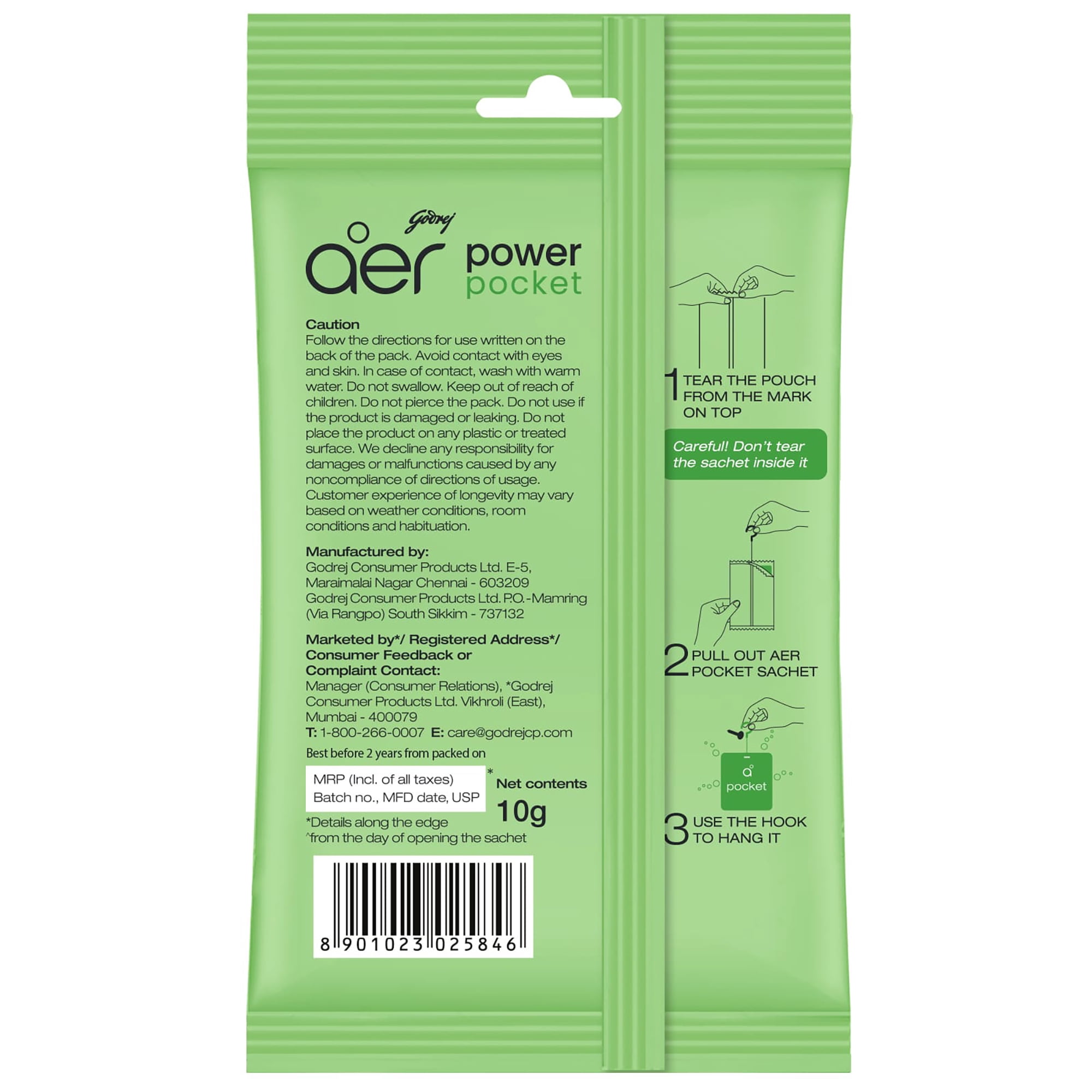 Godrej Aer Power Pocket Jasmin Floral Delight Bathroom Freshener 10 g, Lasts Upto 30 Days, Air Freshener for Bathroom