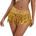 thumbnail image 1 of Jupes Femmes Sequins Jupes à Franges Shorts Rave Festival Bas Uni Vêtements d'Été pour Femmes Or S, 1 of 5