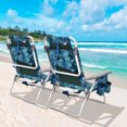 thumbnail image 3 of Gymax Lot de 4 Chaises de Plage Pliantes Type Sac à Dos, Chaise de Camping Inclinable avec Sac de Rangement, Motif, 3 of 10