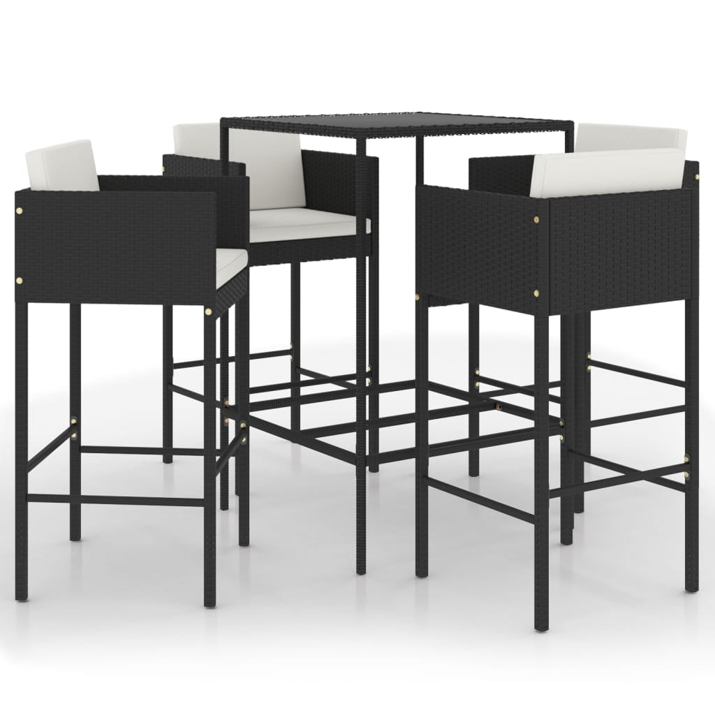 vidaXL Patio Bar Set Outdoor Bistro Set Bar Stool Bistro Table Poly Rattan