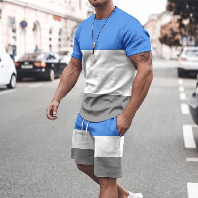 Weiqiqre Men's 2 Piece Outfits Short Sets Short Sleeve T Shirt and Track Shorts Set