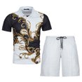 thumbnail image 4 of Chemise à Manches Longues pour Hommes Ensembles de Survêtements 2 Pcs Ensembles d'Été Mode Chemise Décontractée Manches Courtes et Shorts Ensemble Col Rabattu Chemises pour Hommes Manches Longues, 4 of 5