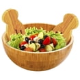 thumbnail image 1 of Bamboo Salad Bowl Round Serving Bowl Natural Wood Dishware For Fruit Snacks Appetizers, 1 of 6
