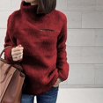 thumbnail image 2 of Hauts pour Femmes Manches 3/4 Femmes Couleur Unie Fermetures Éclair Chandail en Molleton Col Roulé Chandail Hauts Blouse Chaude Hauts d'Hiver pour Femmes Manches 3/4 Hauts d'Hiver pour Femmes, 2 of 6