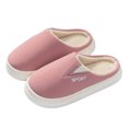 thumbnail image 1 of Mens and Womens Furry Slippers Cloth Cover Solid Color Memory Foam Thick Bottom Soft Sole Waterproof Comfortable Non-Slip Warm Winter Home Slippers Pink, 1 of 7