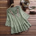 thumbnail image 1 of TIMIFIS T-Shirt pour Femmes à Col Rond, Manches Courtes 3/4, Imprimé Floral, Ourlet Asymétrique, 1 of 5